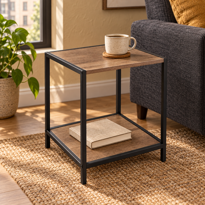 Măsuță Luxis cu 2 Niveluri și Cadru Metalic, 32 × 28,5 × 37 cm
