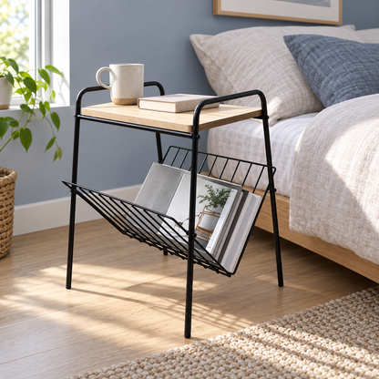 Măsuță Auxiliară Luxis cu Suport pentru Reviste, 36 × 29 × 46 cm
