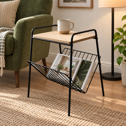 Măsuță Auxiliară Luxis cu Suport pentru Reviste, 36 × 29 × 46 cm
