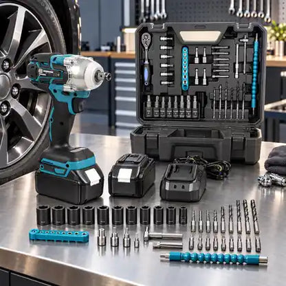 Mașină, Pistol Înșurubat Impact - 2 Acumulatori 48V, 550Nm, 43 Accesorii – Putere, Precizie și Eficiență