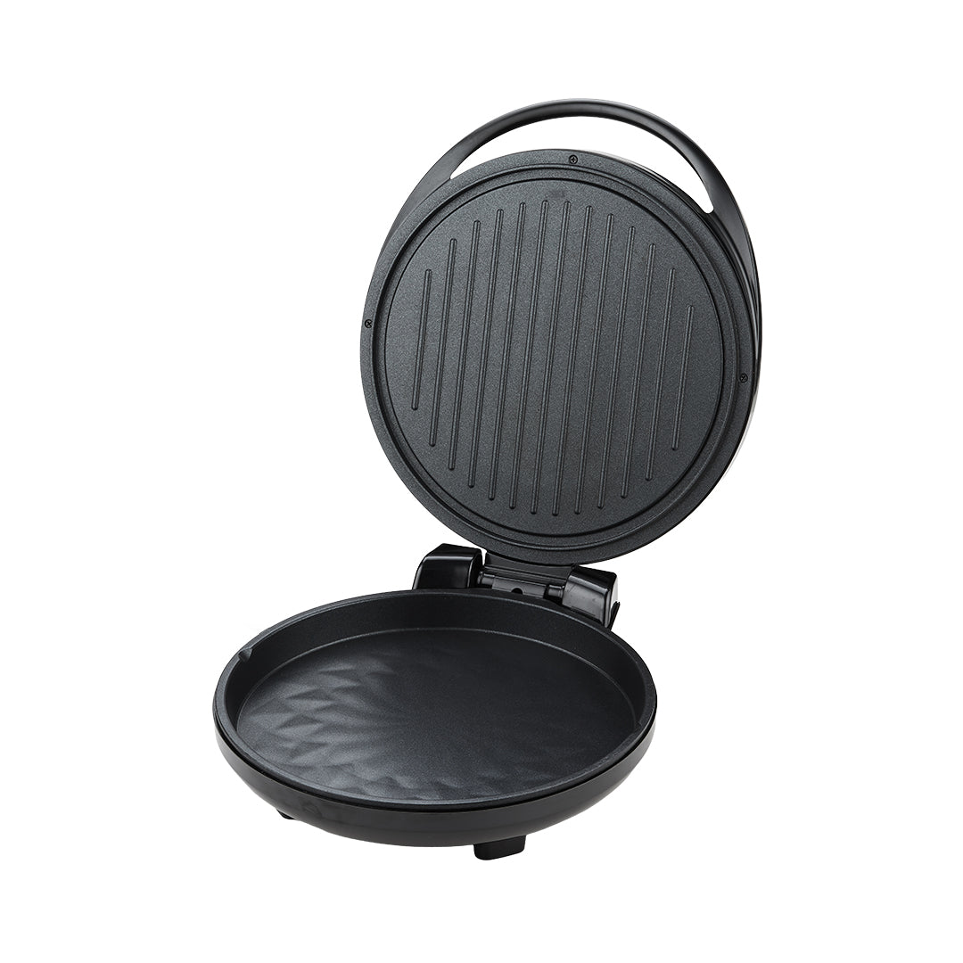 Aparat Pizza & Grill Zilan ZLN7890 deschis la 90°, cu plăcile de gătit antiaderente vizibile