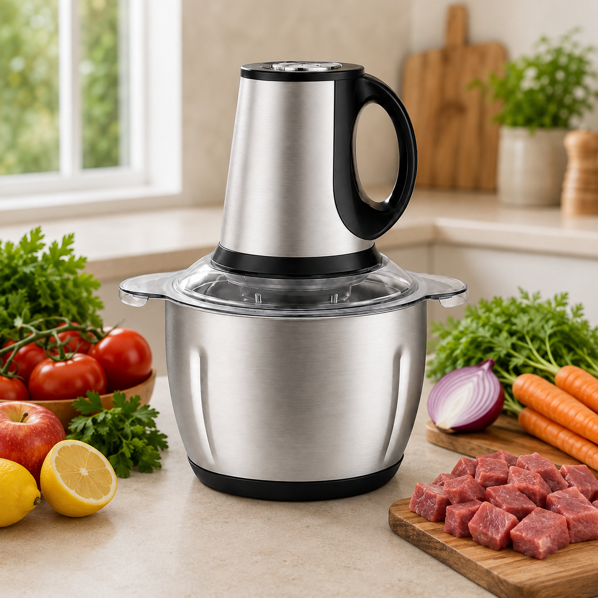 Tocător Electric Luxis - 2L, 2500W, 4 Lame Inox, 2 Viteze, Carne și Legume - LUXIS1266