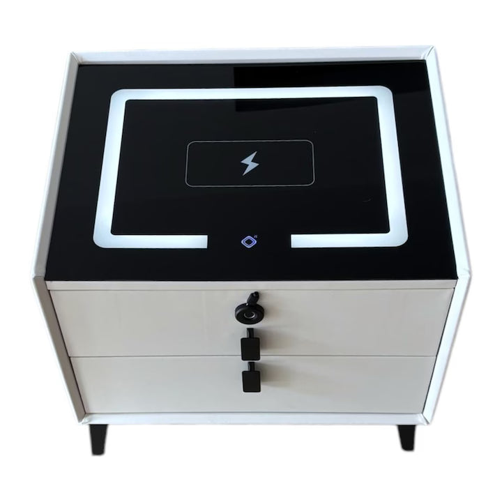 Noptiera Smart Luxis - Iluminare LED, Incarcare Wireless, Boxe Bluetooth, Amprenta - AVI-4875