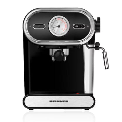 Espressor Manual Heinner Black Boquette – 850W, 15 bar, Rezervor Detasabil 1.2L, Filtru Dublu Inox, Sistem Spumare Lapte, Protectie Supraincalzire – Aroma si Energie in Fiecare Ceasca – HEM-1100BKX