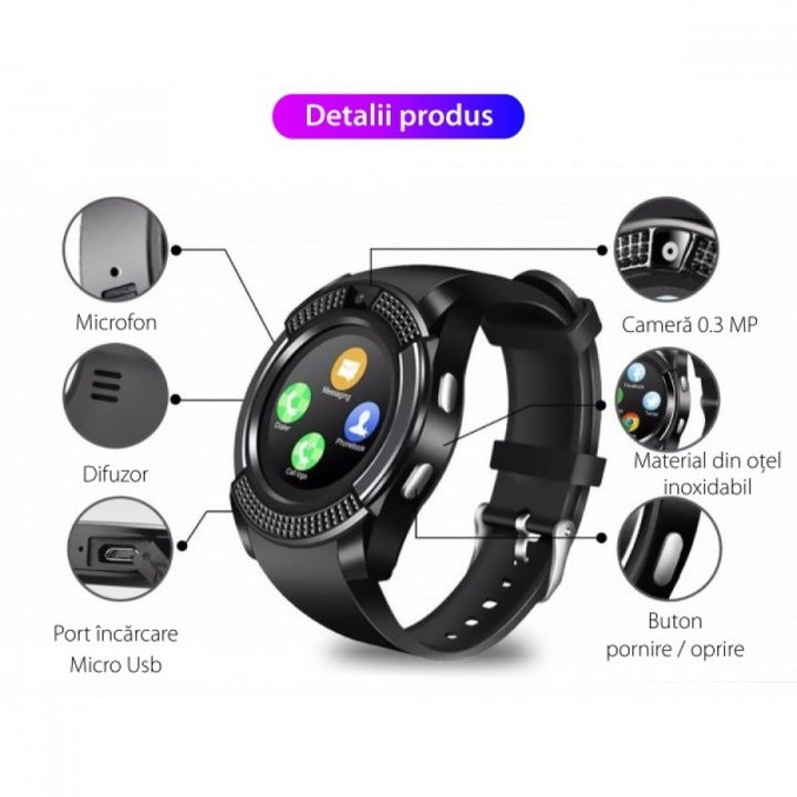 Smartwatch Luxis - MT-24, Touchscreen, Bluetooth, Apeluri, Camera, Android - SmartWatch-LuxMT-24