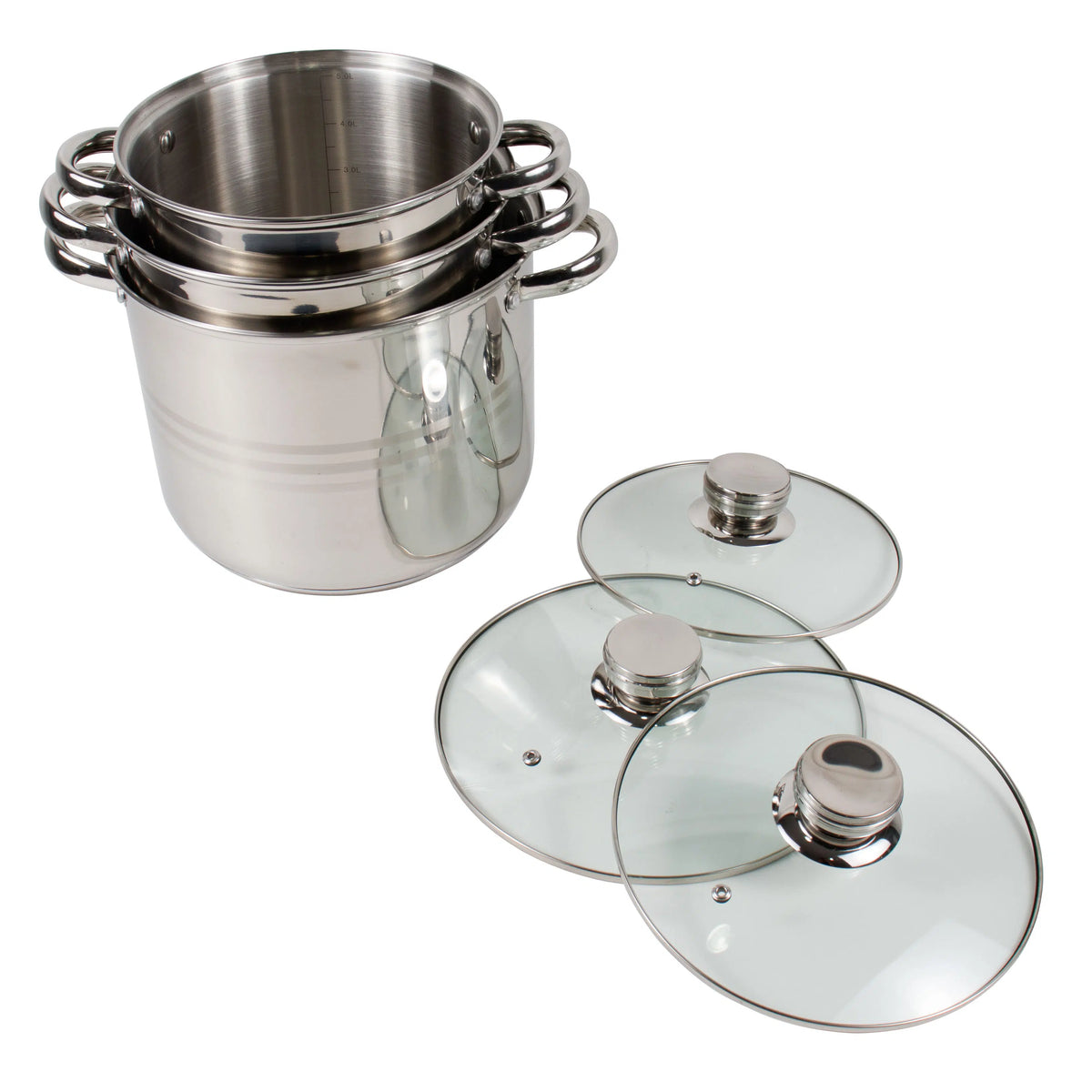 Set 3 Oale Floria din Inox cu Capace, 5/6/8 L, pentru Inducție - ZLN4045 – vedere generală