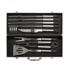 Set Ustensile Grătar Luxis - 12 Piese BBQ, Cutie Aluminiu, Oțel Inoxidabil