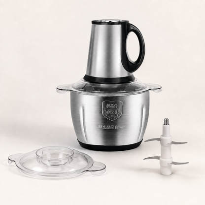 Tocător electric Luxis 2L cu capac transparent și ansamblu de 4 lame din inox