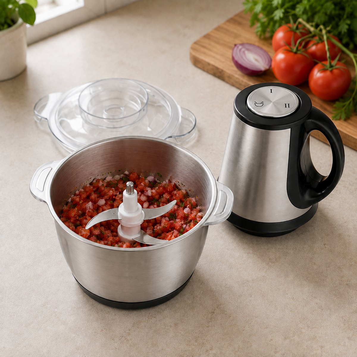 Tocător Electric Luxis - 2L, 2500W, 4 Lame Inox, 2 Viteze, Carne și Legume - LUXIS1266