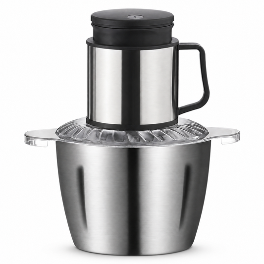 Tocător Electric - 5L, 1500W, Inox, 6 Lame, Oțel Inoxidabil, 2 Viteze, Toacă Rapid: Carne, Legume, Fructe, Semințe, Nuci