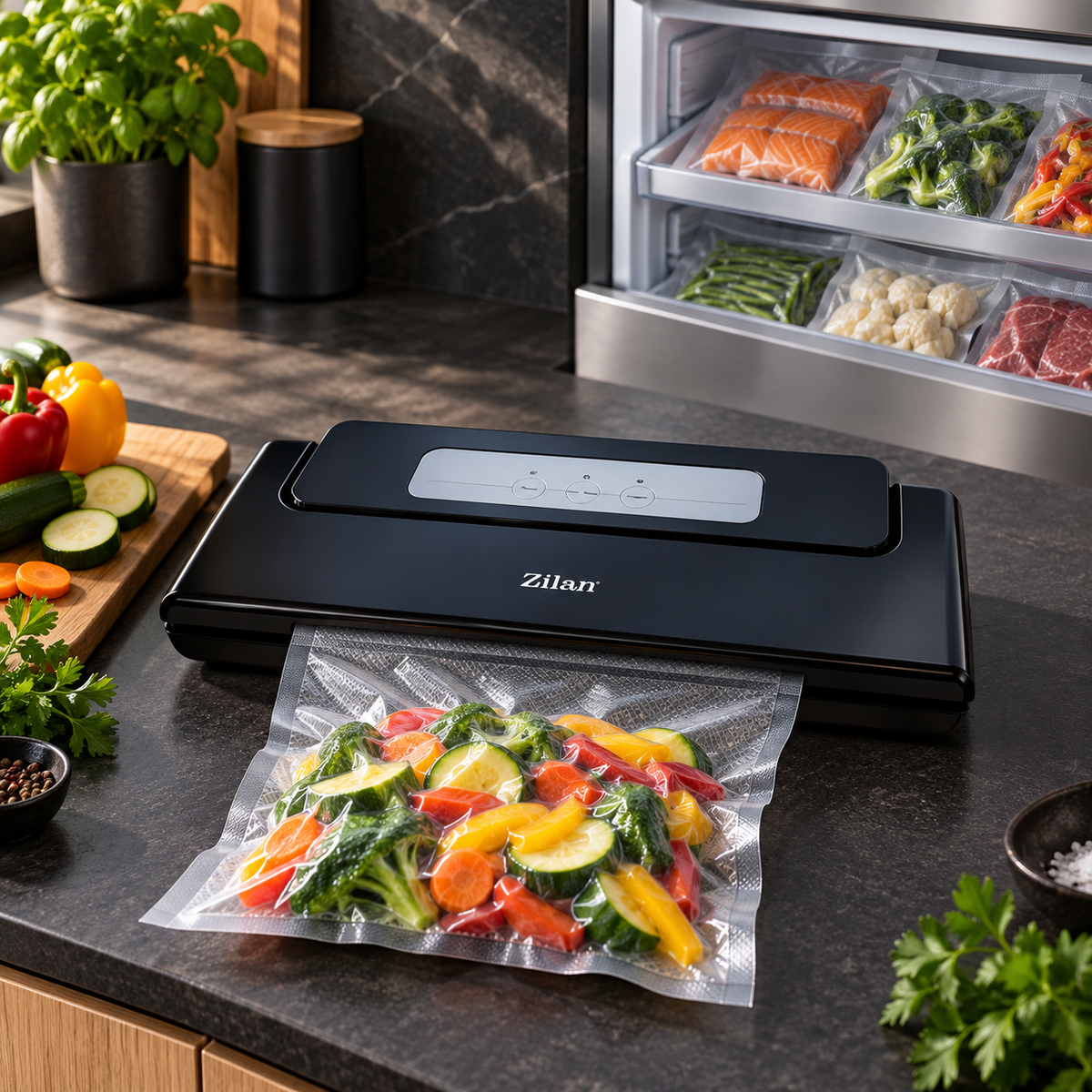 Aparat de vidat Zilan ZLN5602, 135 W, 30 cm, −600 mbar în bucătărie