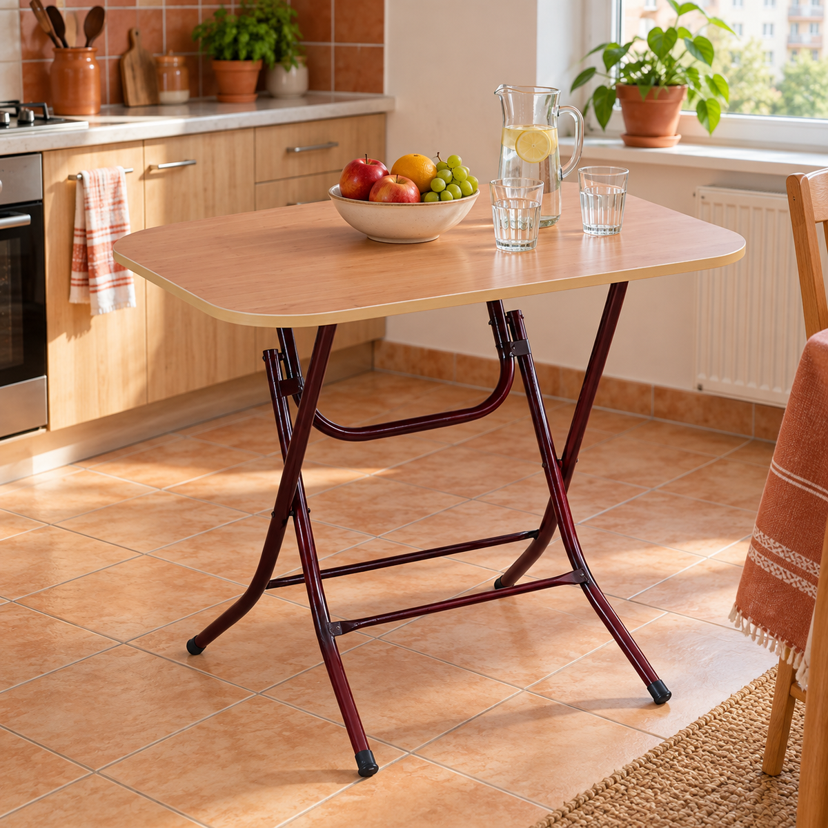 Masă Pliantă Zilan pentru Bucătărie, 60 × 90 cm, Finisaj Lemn - ZLN2524 într-un decor de interior