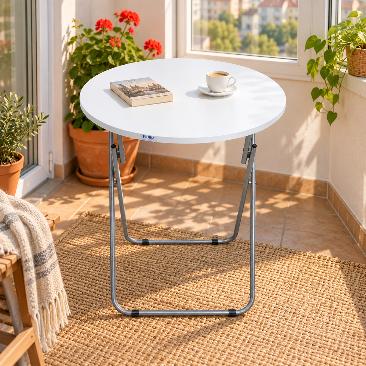 Masă Pliantă Rotundă Zilan Seed, Alb, Ø 60 cm - ZLN6968 într-un decor de interior